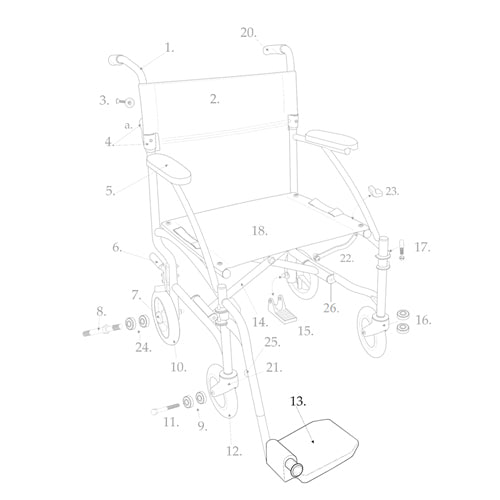 Footrest for DFL19BL Blue Pair for Transport Chair