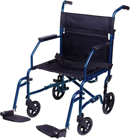 Transport Chair 19 Steel Metallic Blue Folding for Easy Use