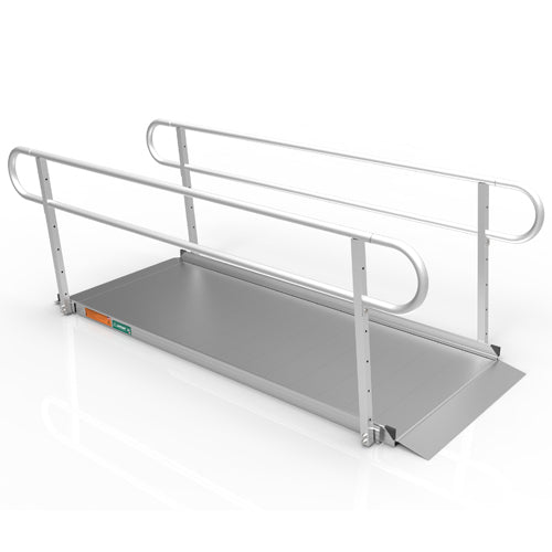 Portable Ramp Solid Surface 8' w Handrails Two-Line 3G