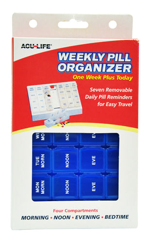 Pill Organizer Weekly w/28 Com One Week Plus Today Blue