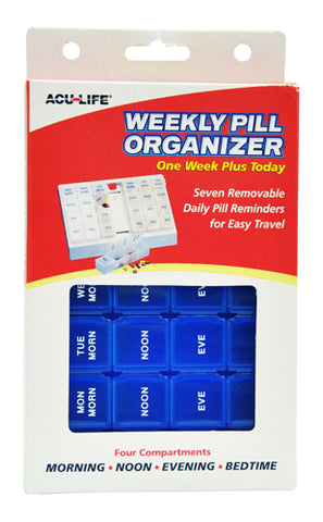 Pill Organizer Weekly w/28 Com One Week Plus Today Blue