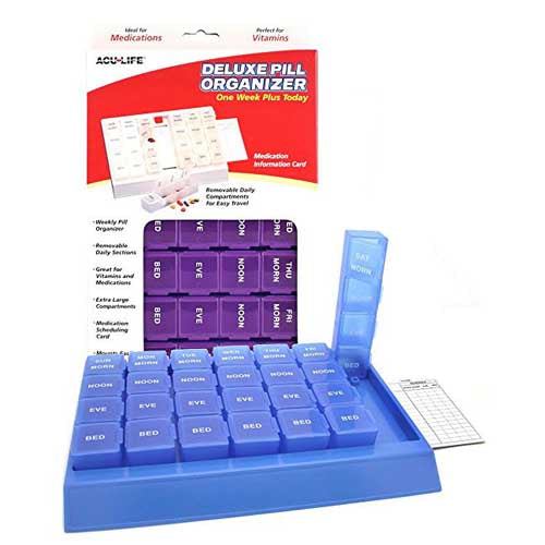 Deluxe Pill Organizer w/28 Com One Week Plus Today