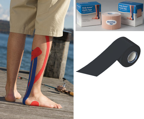 Kinesiology Tape 2 x 16.5' Black for Pain Relief and Support