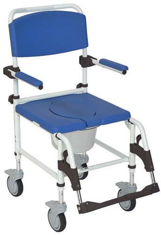 Shower Commode Rehab Chair Aluminum w Locking Rear Cstrs