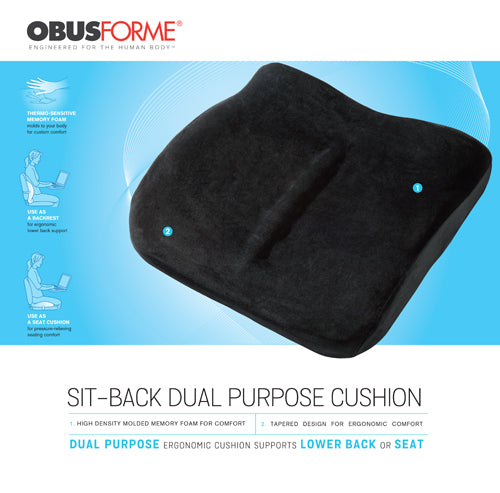 The Sitback Cushion Obusforme Black Ergonomic Support