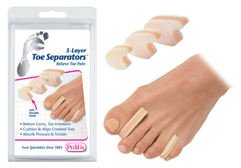 3-Layer Toe Separators Medium Pk/6 for Pain Relief