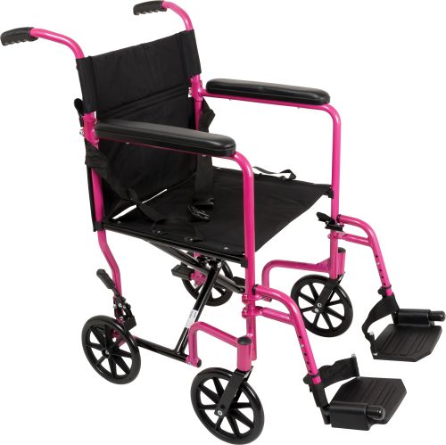 Transport Chair Alum 19 with Footrests Pink ProBasics