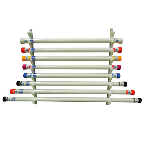 Wall Mount Therapy Bar Rack Holds 9 Bars for Fitness