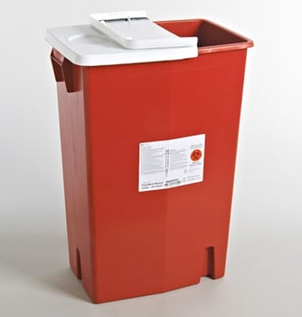 18 Gallon Red Sharps Container With Hinged And Sealing Gasket Lid 5/Ca