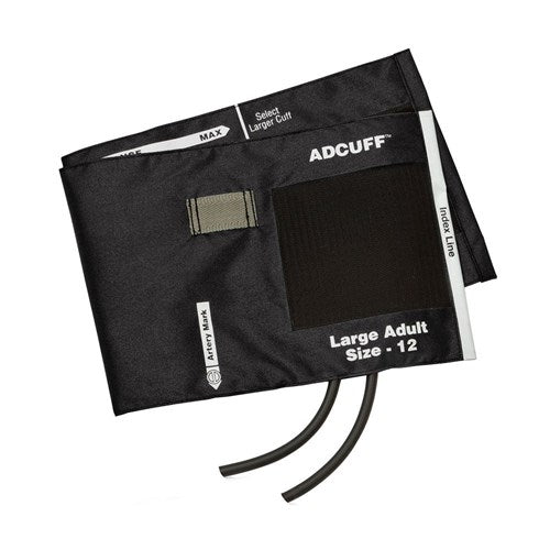 Adcuff & Bladder, 2 Tube Lrg Adult, Black, LF