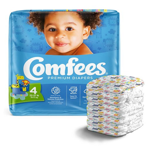 Comfees Baby Diapers, Size 4, 31 Ea/Bag 4 Bags/Case