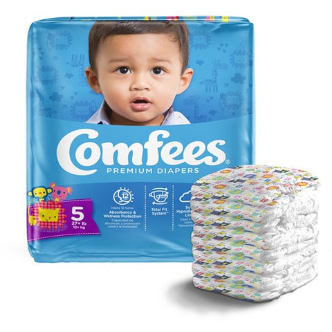 Comfees Baby Diapers, Size 5, 27 Ea/Bag 4 Bags/Case