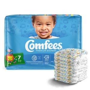 Comfees Baby Diapers, Size 7, 20 Ea/Bag 4 Bags/Case