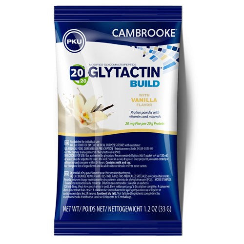 Oral Supplement Glytactin BUILD 20/20 Vanilla Flavor Powder 1.2 oz. Individual Packet