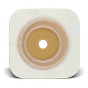 SUR-FIT Natura Durahesive Flexible Skin Barrier W/Flange (Overall Dimension 4" X 4" ) White W/Tape Collar 1 1/2" (38mm.) 10/BX