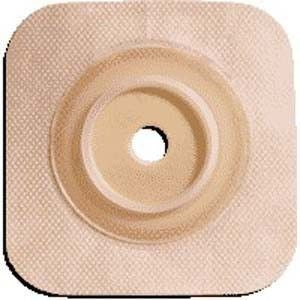 SUR-FIT Natura Durahesive Flexible Skin Barrier W/Flange (Overall Dimension 4" X 4" ) Tan, W/Tape Collar 1 1/2" (38mm.) 10/BX