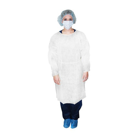 Infection Control Gown Full Back White 10/Pack Non Sterile