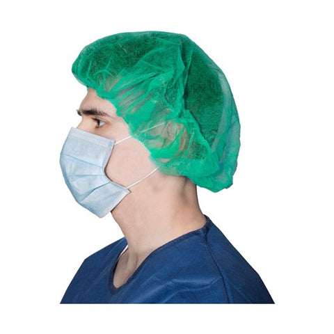 Nurses' Cap 21" Green 100/Box Non Sterile