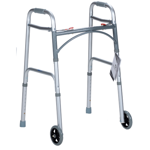 Walker Adult Two Button Folding With Wheels 4/CS