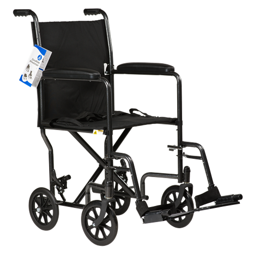 Dynaride Transport Wheelchair 17" Fixed Full Arm w/ Footrests Black