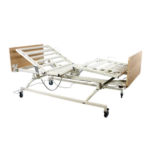 DB200 3 Function Bariatric Bed Mahogany Wood Boards w/ Composite Swing Rail