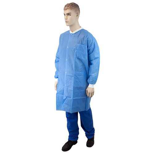 Lab Coat Sms w/O Pockets Dark Blue Small 3Bags/10Pcs/Case