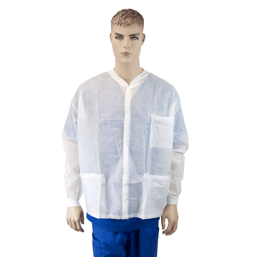 Lab Jacket Sms w/ Pockets White Small 3Bags/10Pcs/Case