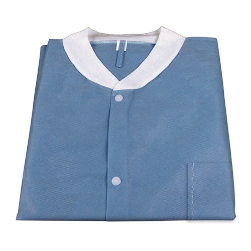 Lab Coat Sms w/ Pockets Dark Blue Medium 3Bags/10Pcs/Case