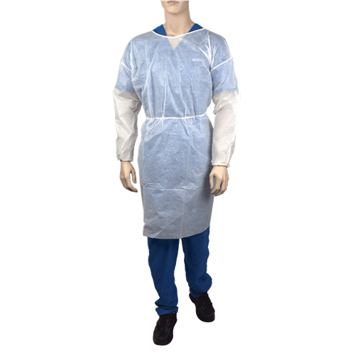 Isolation Gown Poly-Coated Barrier White Impervious To Fluids 50/Case