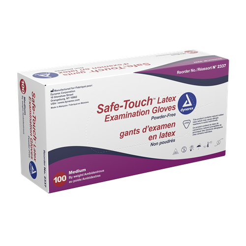 Safe-Touch Latex Exam Glove Powder Free Med 10/100/Case