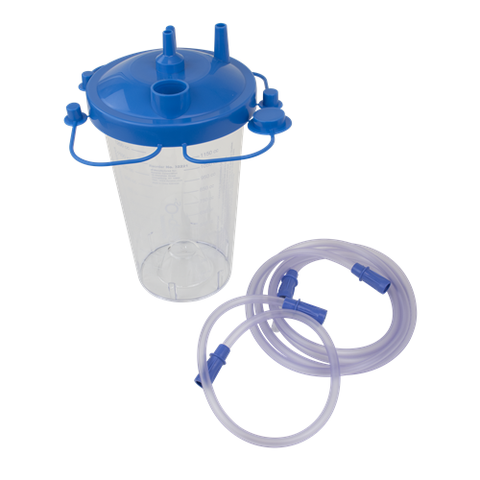 1200cc Suction Canister Kit 30/CS Hi-Flow w/ Lid 3/16" X 18"