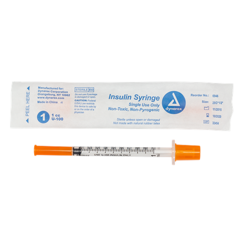 Syringe Non-Safety Insulin 1cc 28G X 1/2" 500/Case