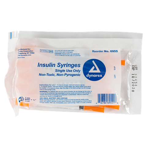 Syringe Non Safety Insulin 1cc 27G X 1/2" 100/Box