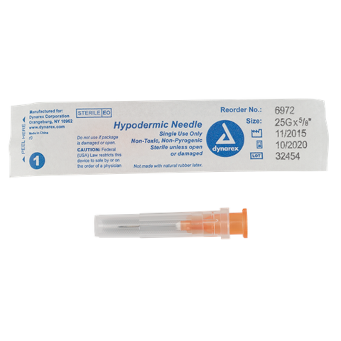 Needle Hypodermic 25G X 5/8" 100/BX