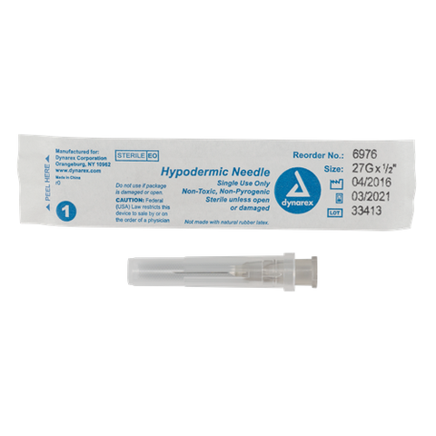 Needle Hypodermic 27G X 1/2" 100/BX