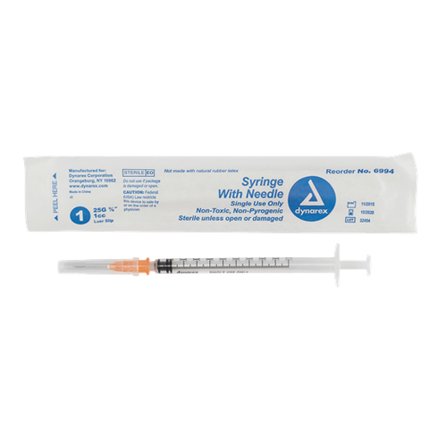 Syringe 1cc 25G X 5/8" 100/BX Non Safety