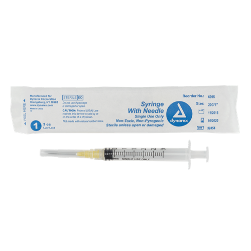 Syringe 3cc 20G X 1" 100/BX Non Safety