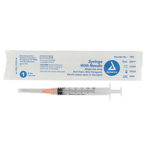 Syringe Non-Safety w/ Needle 3cc Luer Lock 25G X 1" Needle 100/BX