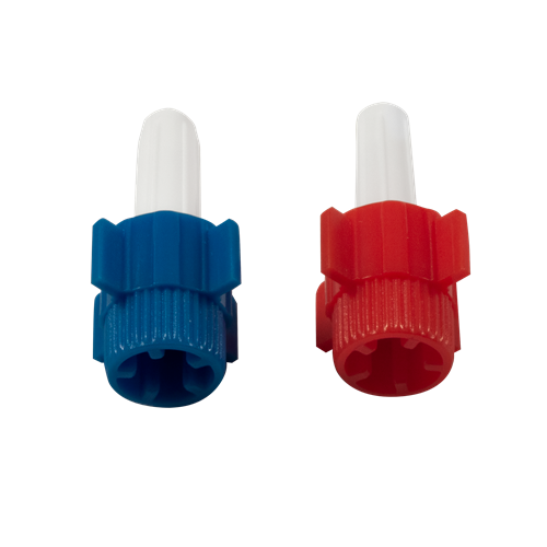 Dead End Caps Luer Lock, Red/Blue, 10/200/CS