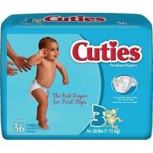 Cuties Baby Diaper Size 3 16-28 lbs 4 Bags Of 36 (144)