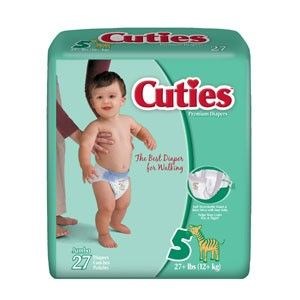 Cuties Baby Diaper Size 5 27+ lbs 4 Bags Of 27 (108 Count)