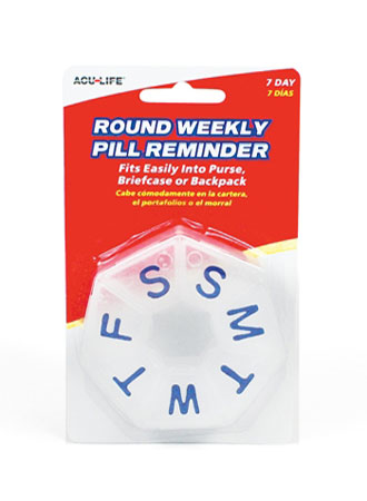 Round Weekly Pill Box Clear with Easy Open Lids