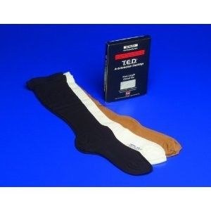 T.E.D. Anti-Embolism Med,Long Thigh Stockings White Closed Toe 6Pr/CS