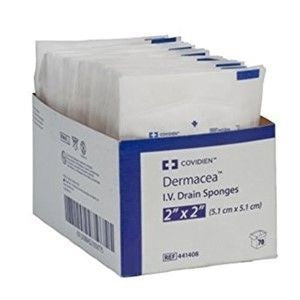 Dermacea Drain Sponge 6 Ply 2" X 2" Sterile 70/Tray