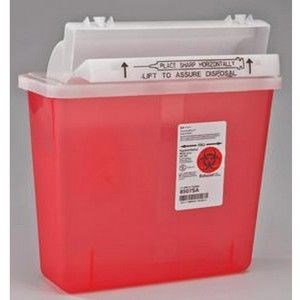 5 Quart In-Room Sharps Container w/ Counter Balance Lid, Red 20/Case