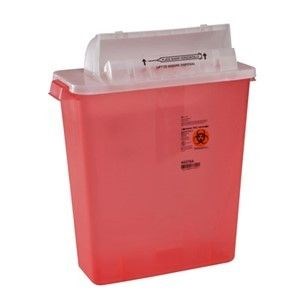 12 Quart In-Room Sharps Container w/ Counter Balance Lid, Red 10/CS