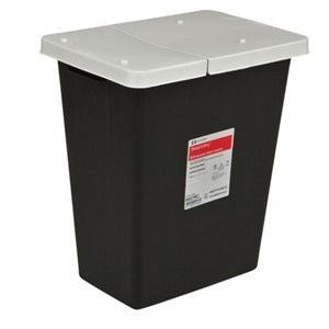 Sharpsafety Rcra Hazardouscontainer Hinged Lid, Black 8 Gallon 10/Case