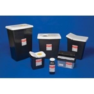 8 Gallon Rcra Hazardous Waste Container, Slide Lid, Black 10/Case