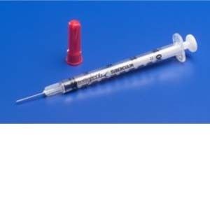 Monoject 1 mL Tuberculin Syringe Detachable Needle 25G X 5/8" 100/BX