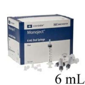 Monoject Oral Tip Medication Syringe 6mL Clear 100/Box